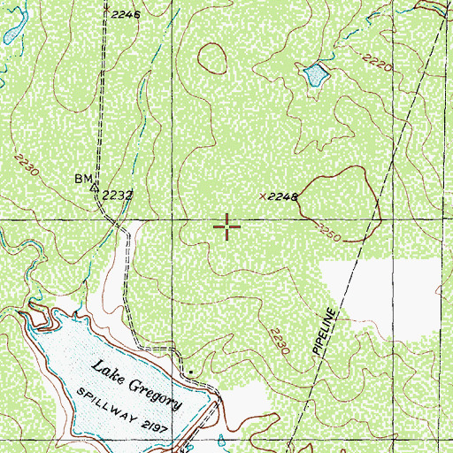 Topographic Map of Gregory Lake Dam, TX