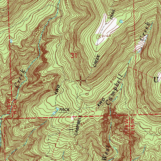 Topographic Map of Campbell Creek Trail, CO