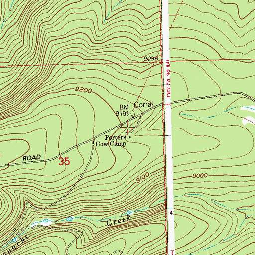 Topographic Map of Porters Cow Camp, CO