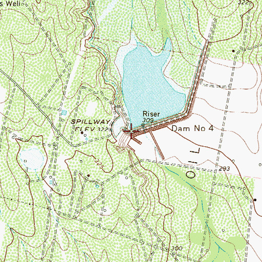 Topographic Map of Soil Conservation Service Site 4 Dam, TX