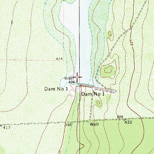 Topographic Map of Soil Conservation Service Site 1 Reservoir, TX