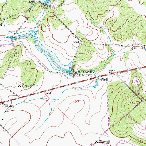 Topographic Map of Morrow Lake Number 1 Dam, TX