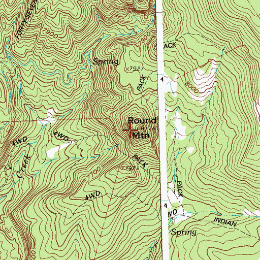 Topographic Map of Round Mountain, CO