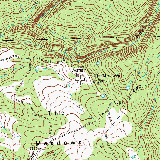Topographic Map of The Meadows Ranch, CO