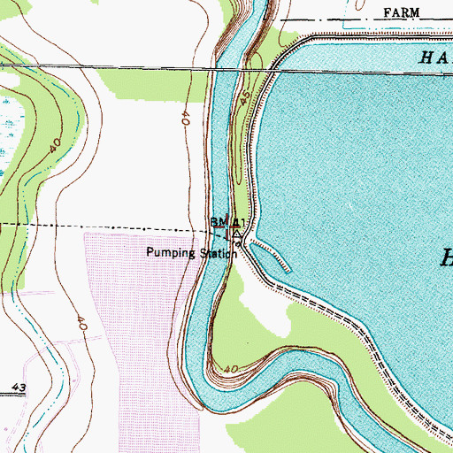 Topographic Map of William Harris Reservoir Dam, TX