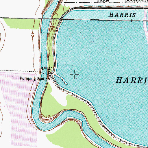 Topographic Map of William Harris Reservoir, TX