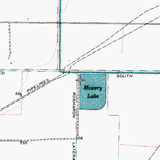 Topographic Map of Mowery Lake Levee, TX