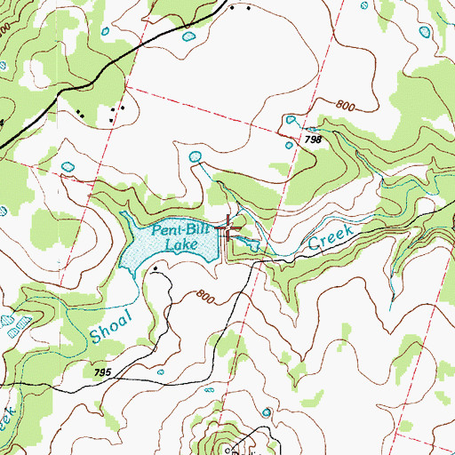 Topographic Map of Peni-Bilt Dam, TX