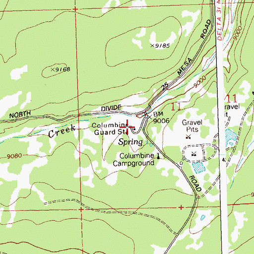 Topographic Map of Columbine Guard Station, CO