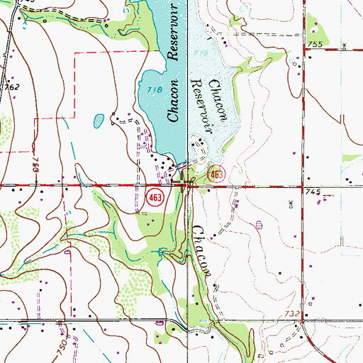 Topographic Map of Chicon Lake Dam, TX