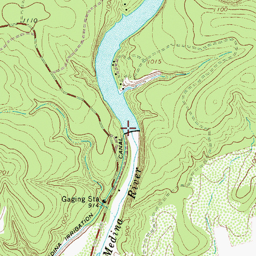 Topographic Map of Medina Diversion Lake Dam, TX
