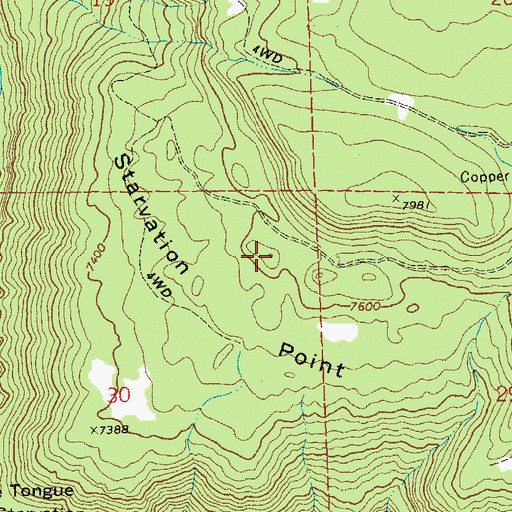 Topographic Map of Starvation Point, CO