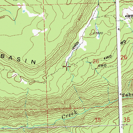 Topographic Map of Tabeguache Basin, CO