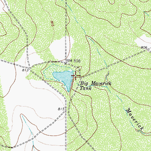 Topographic Map of Big Maverick Lake Dam, TX