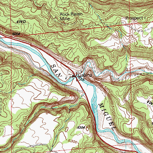Topographic Map of Tabeguache Creek, CO