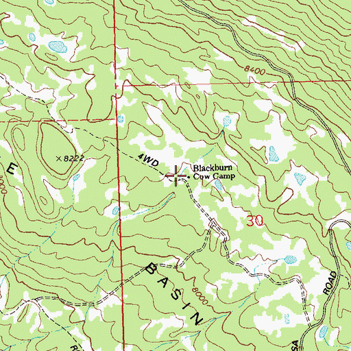 Topographic Map of Blackburn Cow Camp, CO