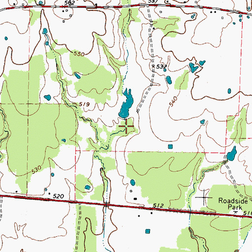 Topographic Map of J R Ray Lake Dam, TX
