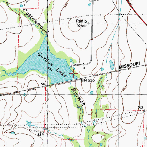 Topographic Map of Gordon Lake Dam, TX