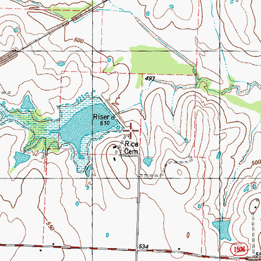 Topographic Map of Soil Conservation Service Site 3 Reservoir, TX