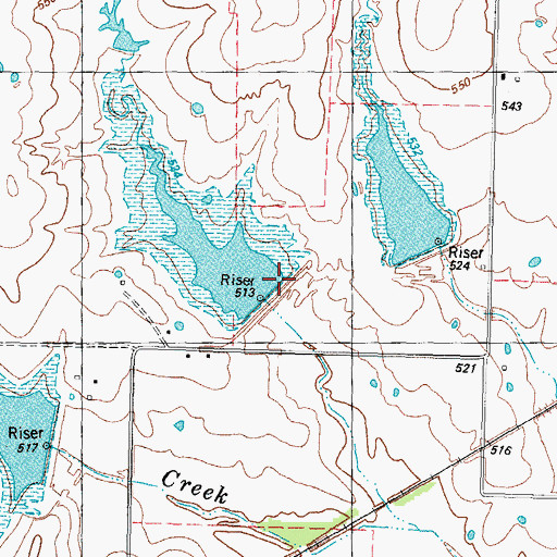 Topographic Map of Soil Conservation Service Site 2 Reservoir, TX