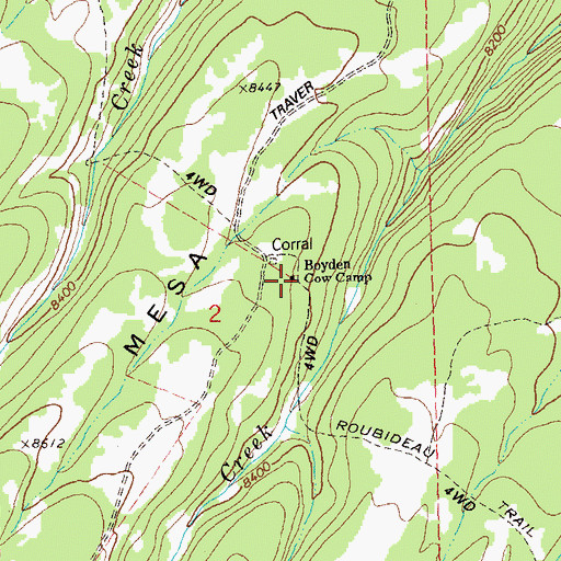 Topographic Map of Boyden Cow Camp, CO