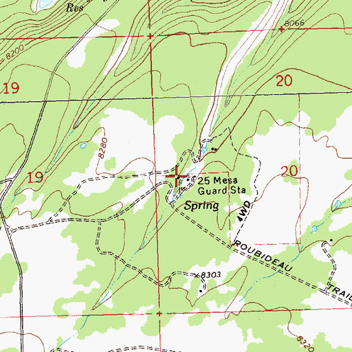 Topographic Map of 25 Mesa Guard Station, CO