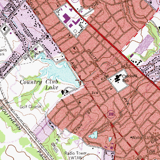 Topographic Map of Country Club Lake Dam, TX