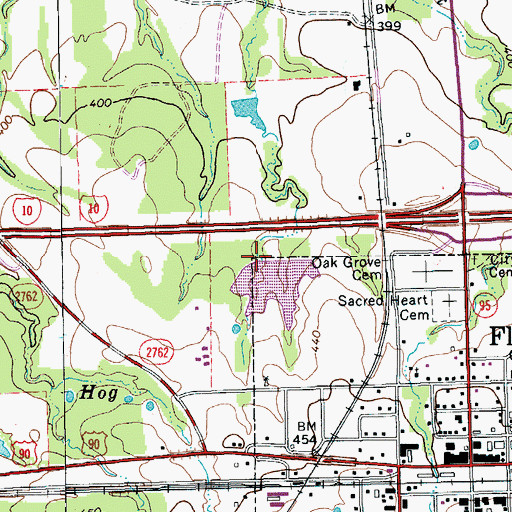 Topographic Map of Ring Lake Dam, TX