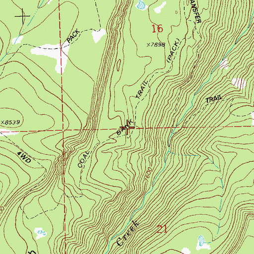 Topographic Map of Coal Bank Trail, CO