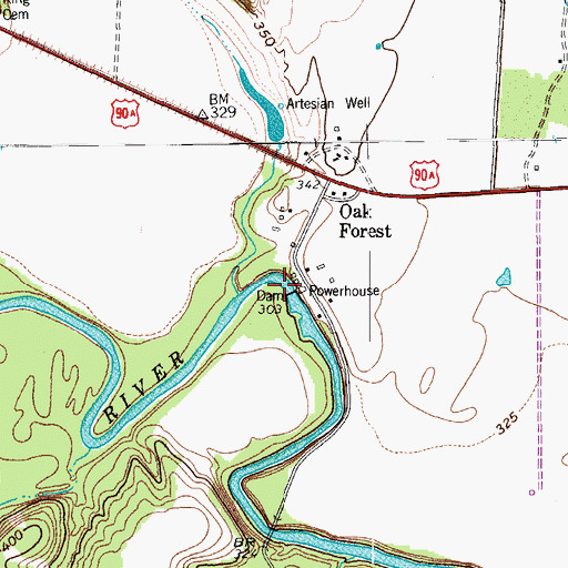 Topographic Map of M A Wade Dam, TX