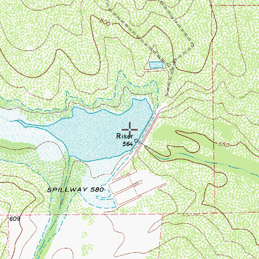Topographic Map of Soil Conservation Service Site 9 Reservoir, TX