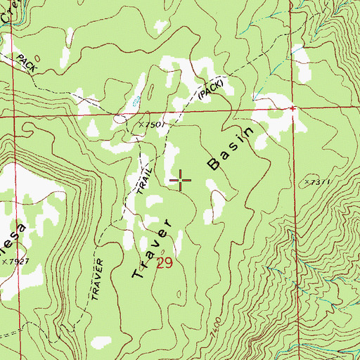 Topographic Map of Traver Basin, CO