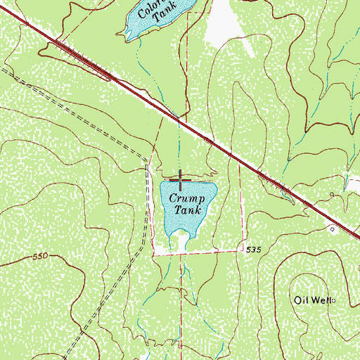 Topographic Map of Crump Tank, TX
