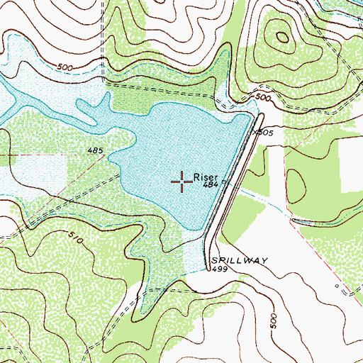 Topographic Map of Soil Conservation Service Site 10 Reservoir, TX