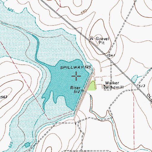 Topographic Map of Soil Conservation Service Site 1 Reservoir, TX