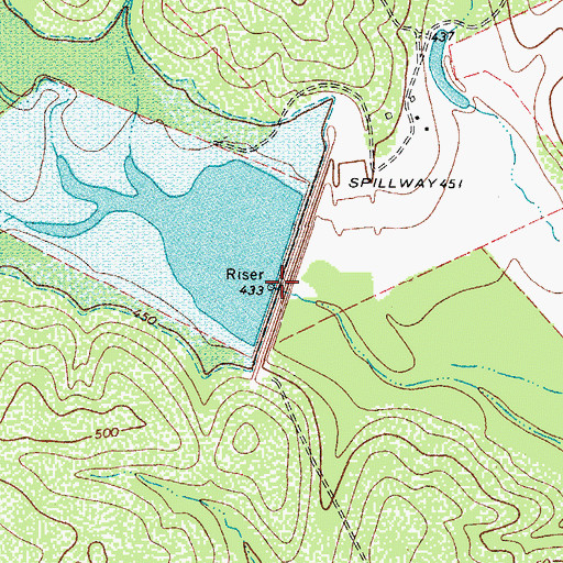 Topographic Map of Soil Conservation Service 2 Dam, TX