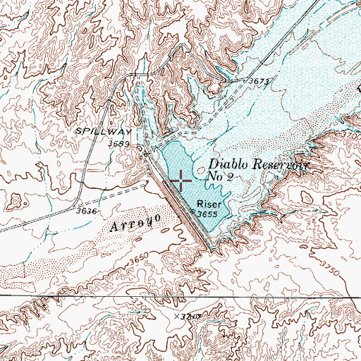 Topographic Map of Diablo Reservoir Number Two, TX