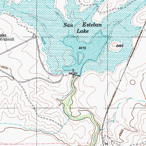 Topographic Map of San Esteban Lake Dam, TX