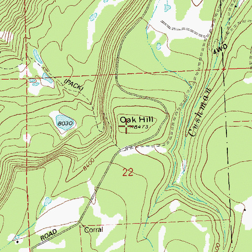 Topographic Map of Oak Hill, CO