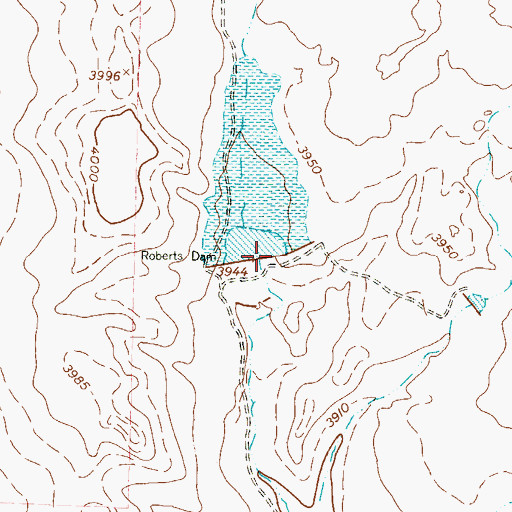 Topographic Map of Roberts Tank Dam, TX