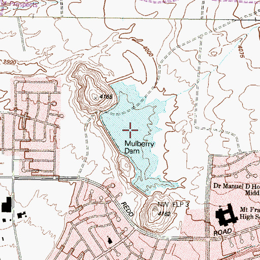 Topographic Map of Mulberry Reservoir, TX