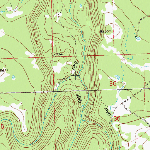 Topographic Map of Grays Creek, CO