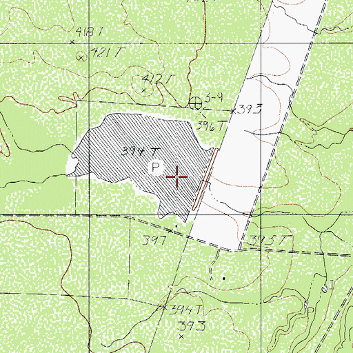 Topographic Map of Snowden Lake Dam, TX