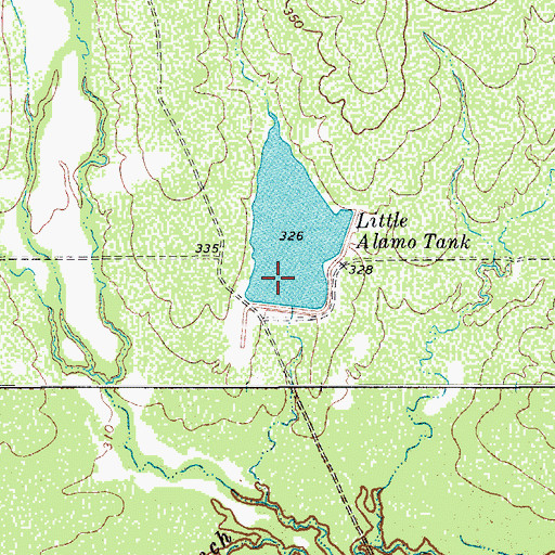 Topographic Map of Little Alamo Lake Dam, TX