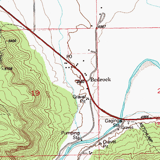 Topographic Map of Bedrock, CO