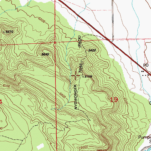 Topographic Map of Nyswonger Trail, CO