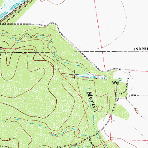 Topographic Map of Burns Reservoir Dam, TX