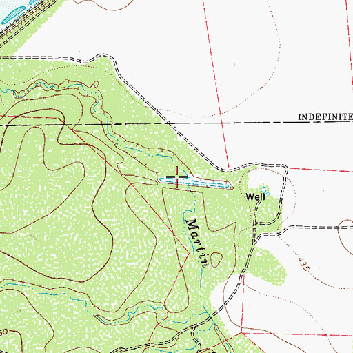 Topographic Map of Burns Reservoir, TX
