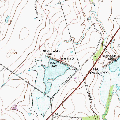 Topographic Map of Soil Conservation Service Site 2 Dam, TX