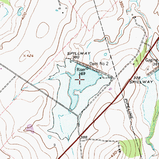 Topographic Map of Soil Conservation Service Site 2 Reservoir, TX
